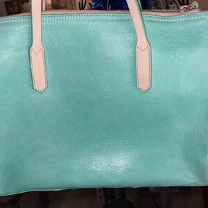 Elegant Aqua Leather Tote Bag